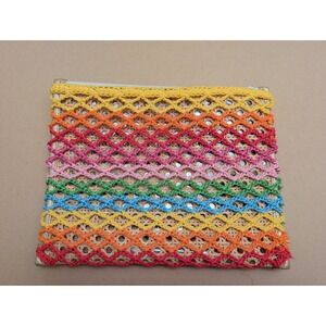 Bits and Pieces To Go Lily Tricot Pouch Crochet Woven Rattan Clutch Bag Boho